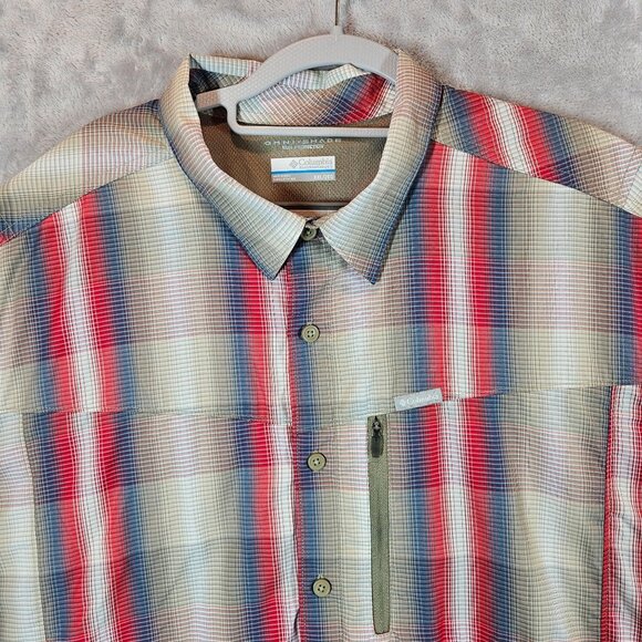 Columbia Mens XXL Omni-Shade Plaid Short Sleeve Button-Up Shirt vented - Picture 7 of 12